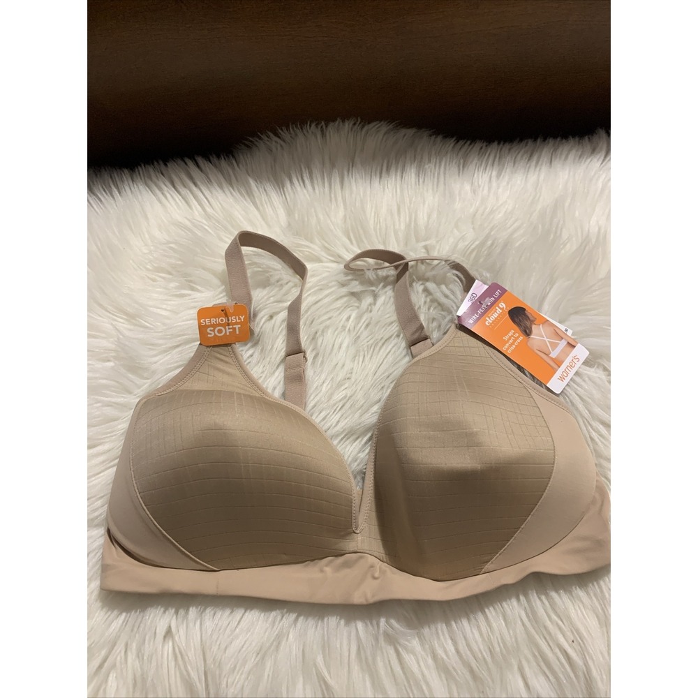 warners cloud 9 bra Seriously Soft Wire Free With Lift 36D Sand Beige NWT